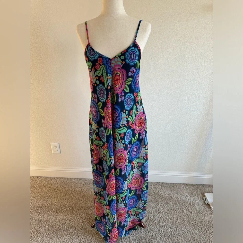 Just Taylor Floral Dress Womens Blue Floral Spaghetti Strap -Hanky Hem- size 6 …